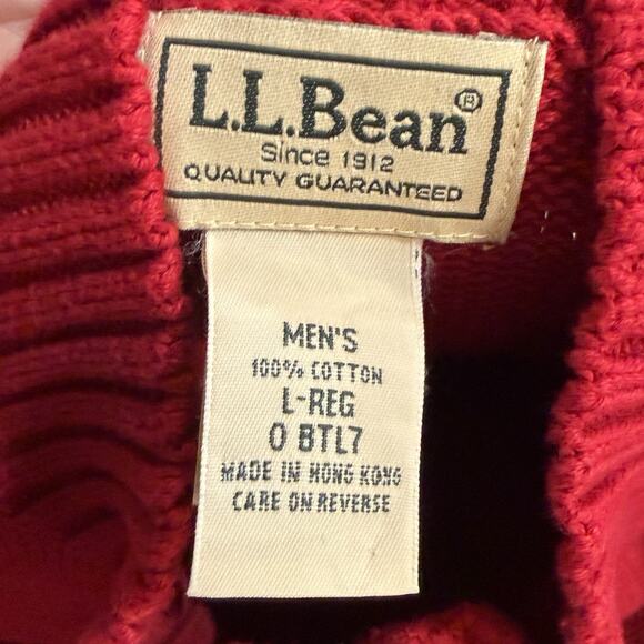 LL Bean Sweater Mens Large Heavy Knit Cotton Full Zip Sweater Christmas Holiday - Picture 3 of 7